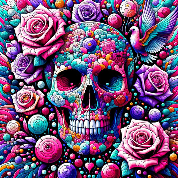 Paint by Numbers - Dead Head Colorful Drawing