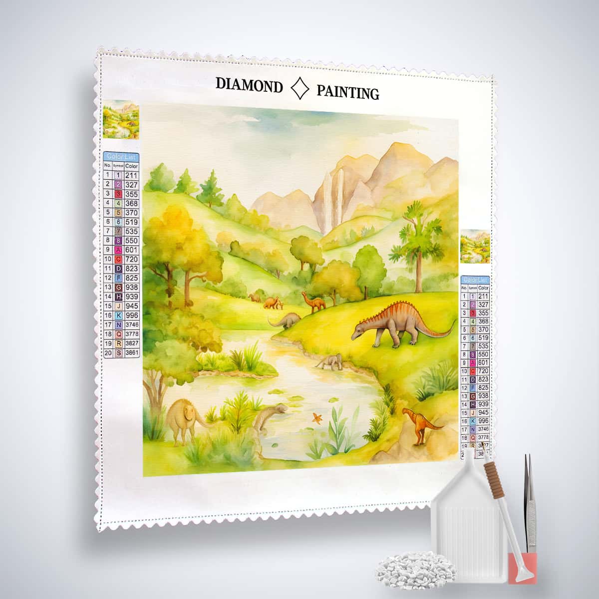 Diamond Painting - Prähistorische Dinosaurier - gedruckt in Ultra-HD - Dinosaurier, Neu eingetroffen, Quadratisch
