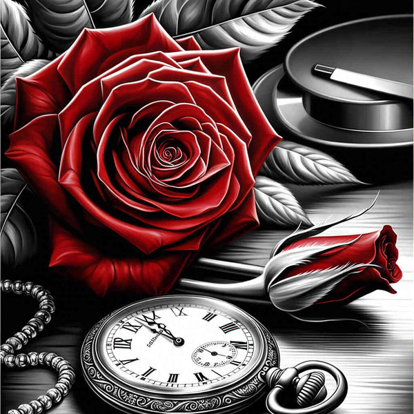 Paint by Numbers - Pocket Watch Red Rose
