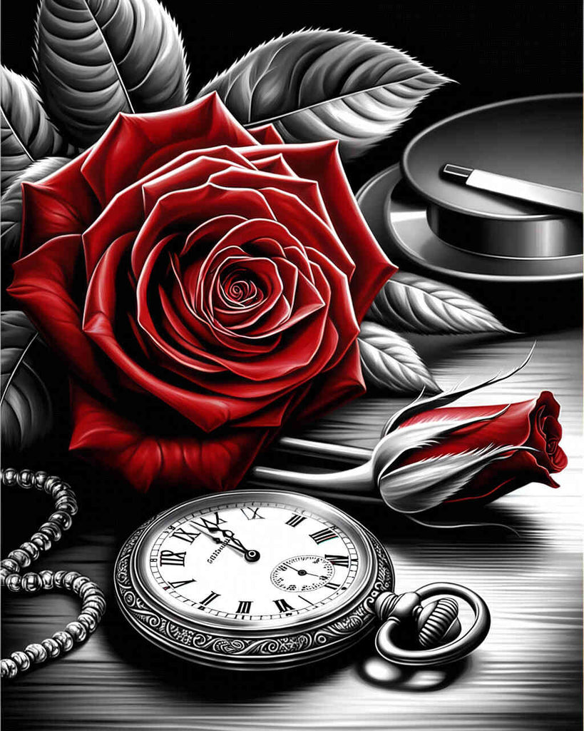 Paint by Numbers - Pocket Watch Red Rose