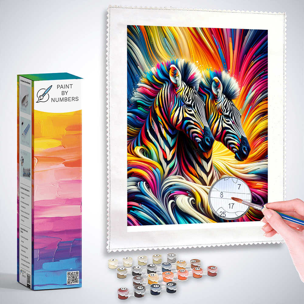 Paint by Numbers - Colorful Zebra Couple