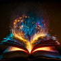 AB Diamond Painting - Magic Book Light with sparkling colorful lights emerging from an open book, highlighting the enchantment of paint by numbers kits.