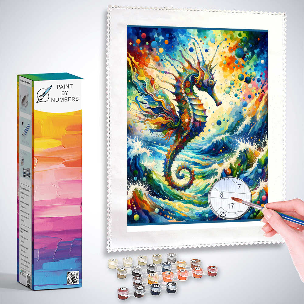 Seahorse, seabed colorful - Paint by Numbers
