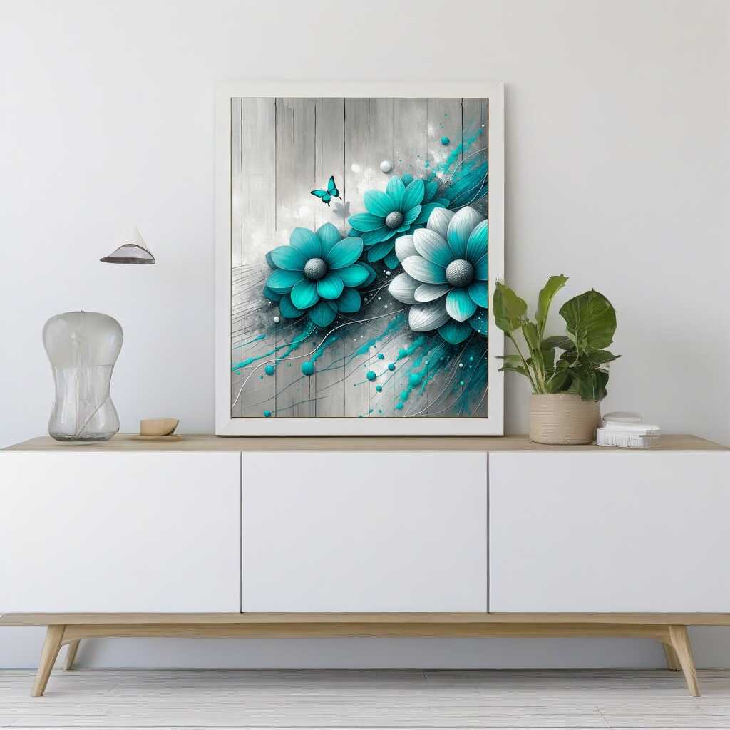 Paint by Numbers - Three turquoise flowers