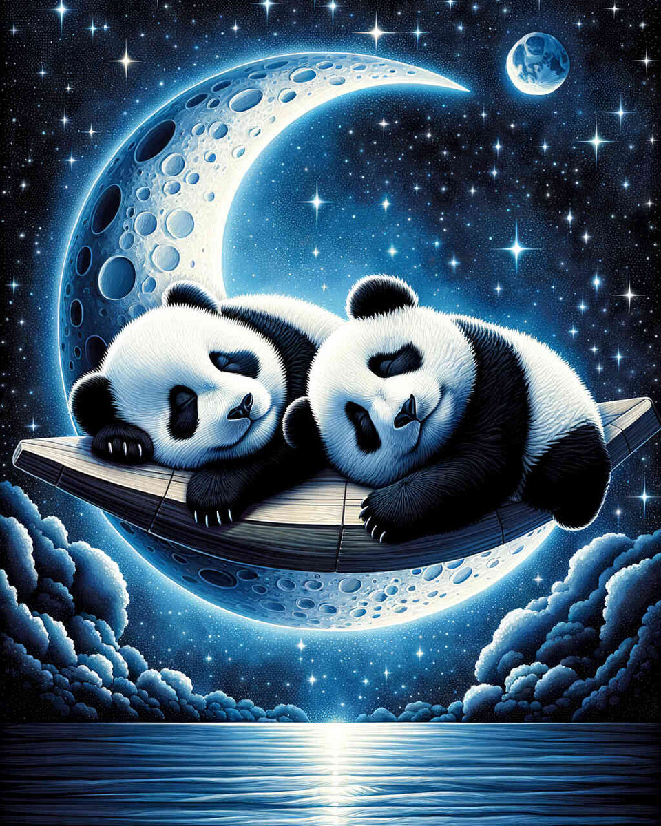 Paint by Numbers - Panda bears on the moon