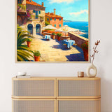 Malen nach Zahlen - Terasse am Meer - hochwertige Leinwand - 170523, Landschaft, Meer, Neu eingetroffen, Quadratisch