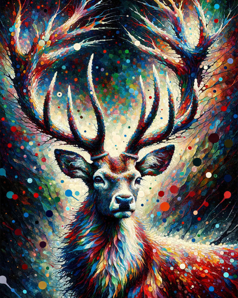 Deer with colorful antlers - Paint by Numbers