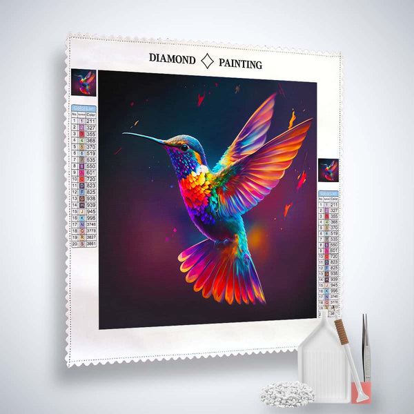 AB Diamond Painting - Fliegender Kolibri Bunt - gedruckt in Ultra-HD - AB Diamond, Kolibri, Neu eingetroffen, Quadratisch, Tiere, Vogel
