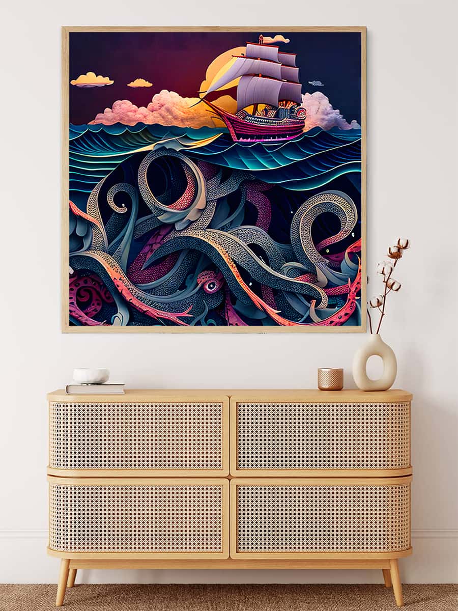 Malen nach Zahlen - Raue See Paperart Blau - hochwertige Leinwand - 170523, Abstrakt, Meer, Neu eingetroffen, Quadratisch