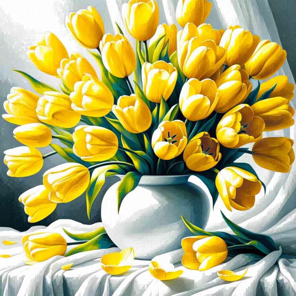 Tulips, in vase - Paint by Numbers