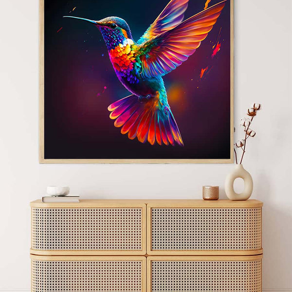 AB Diamond Painting - Fliegender Kolibri Bunt - gedruckt in Ultra-HD - AB Diamond, Kolibri, Neu eingetroffen, Quadratisch, Tiere, Vogel