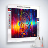 Diamond Painting Kit - Dream Catcher Blurred Design with Acrylic Diamonds, Tweezers, and Application Pen - Paint by Numbers