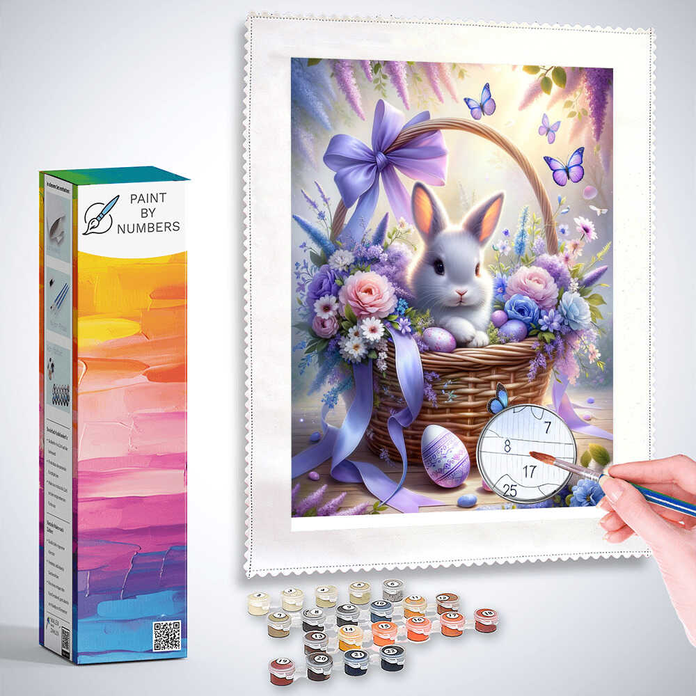 Paint by Numbers - Bunny in a Flower Basket