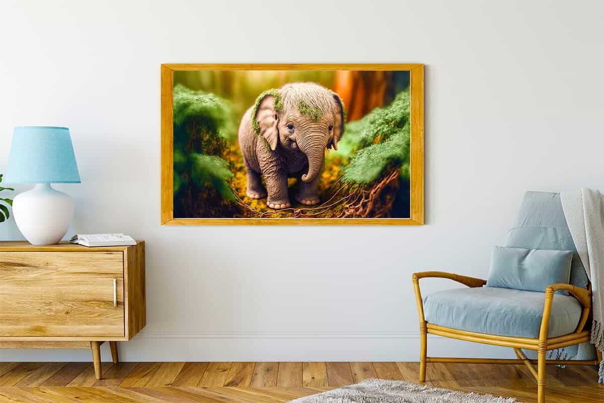 Malen nach Zahlen - Kleiner Elefant im Wald - hochwertige Leinwand - Bestseller, Elefant, Horizontal, startbestseller, Tiere