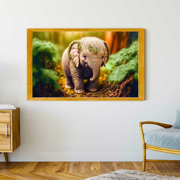 Malen nach Zahlen - Kleiner Elefant im Wald - hochwertige Leinwand - Bestseller, Elefant, Horizontal, startbestseller, Tiere