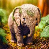 Malen nach Zahlen - Kleiner Elefant im Wald - hochwertige Leinwand - Bestseller, Elefant, Horizontal, startbestseller, Tiere