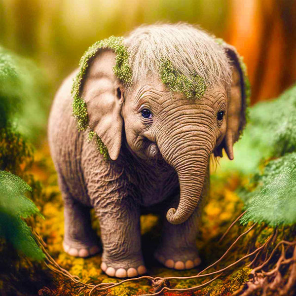 Malen nach Zahlen - Kleiner Elefant im Wald - hochwertige Leinwand - Bestseller, Elefant, Horizontal, startbestseller, Tiere