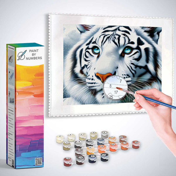 White tiger, blue eyes - Paint by Numbers