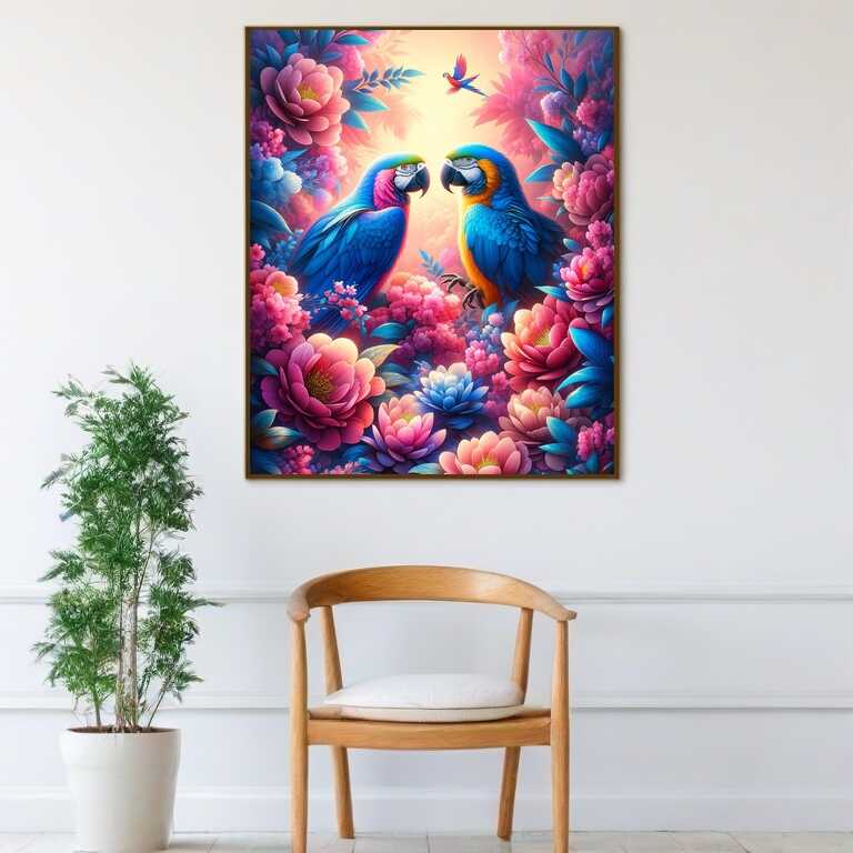 Paint by Numbers - Parrots in Rosa Tree