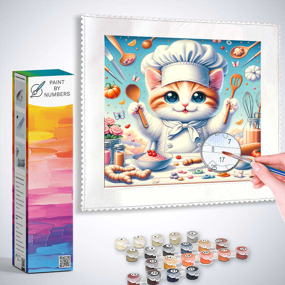Paint by Numbers - Chef Cat Cartoon