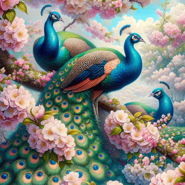 Paint by Numbers - Peacock in a Cherry Tree