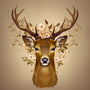 AB Diamond Painting - Deer Profile with floral background, Paint by Numbers kit for sparkling art.
