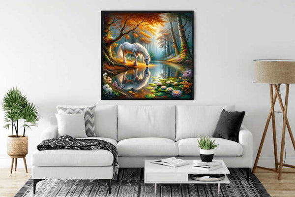 Unicorn in the forest, river - Paint by Numbers