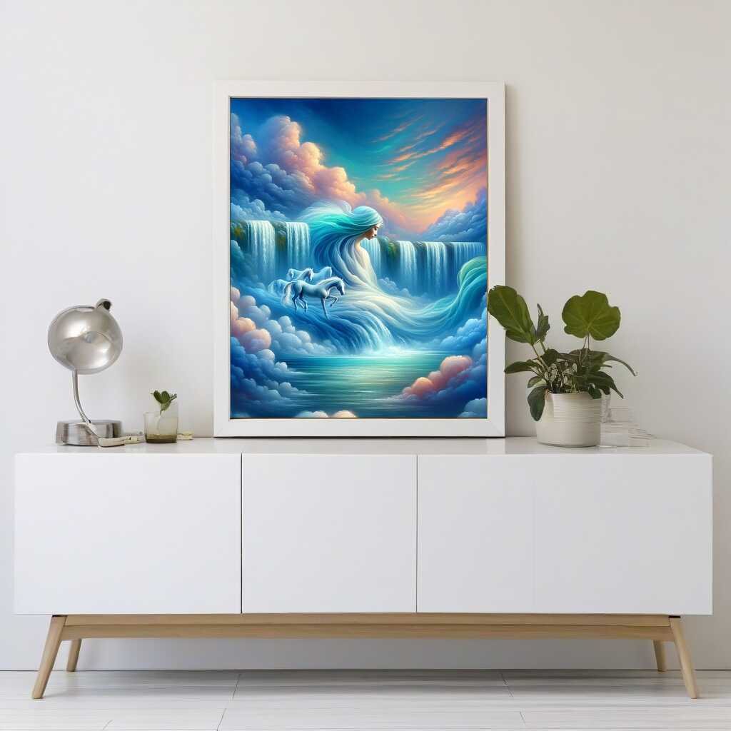 Woman, waterfall - Paint by Numbers