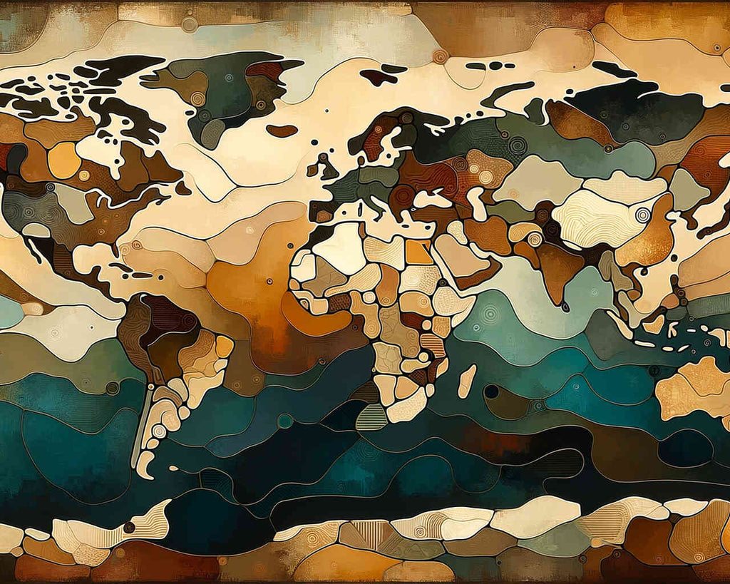 Paint by Numbers - World map, petrol