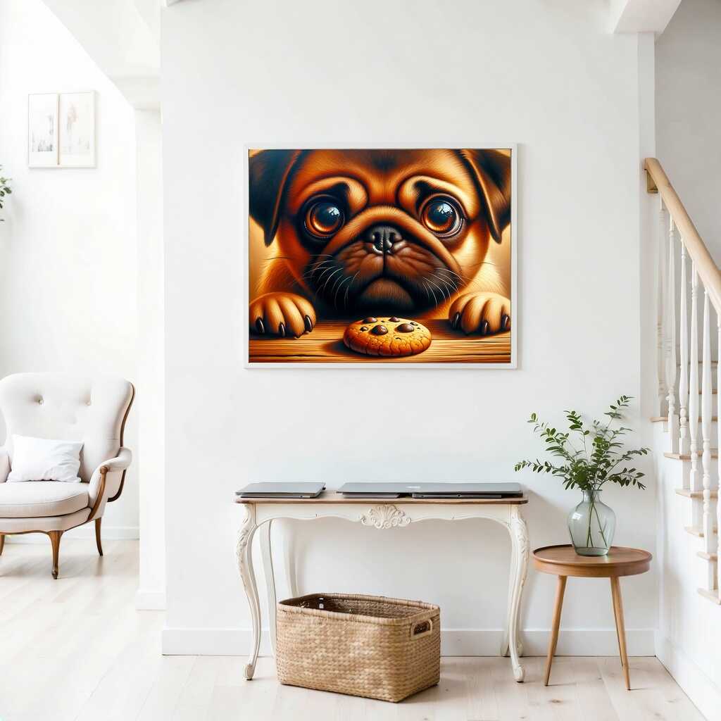 Dog, Pug with cookie - Paint by Numbers