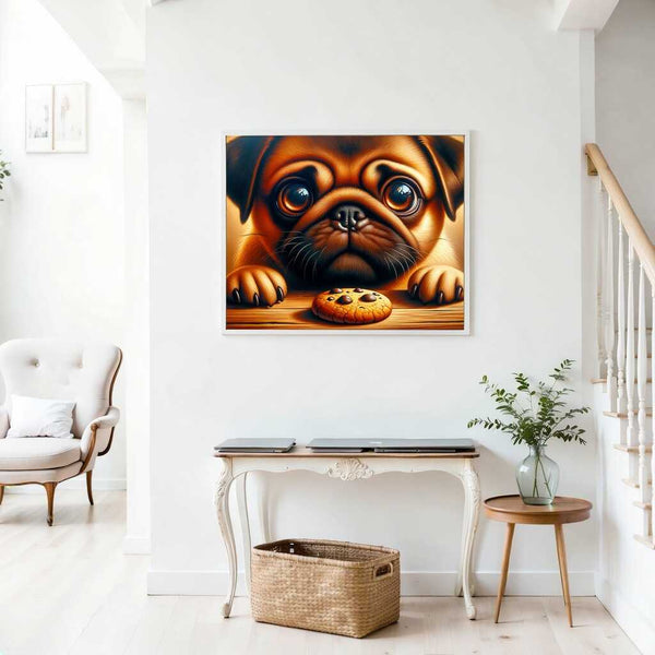 Dog, Pug with cookie - Paint by Numbers