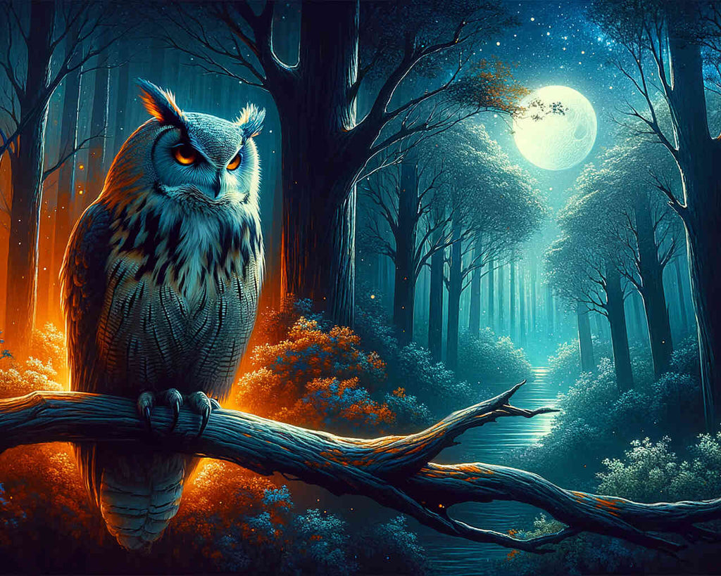Owl on branch - Paint by Numbers