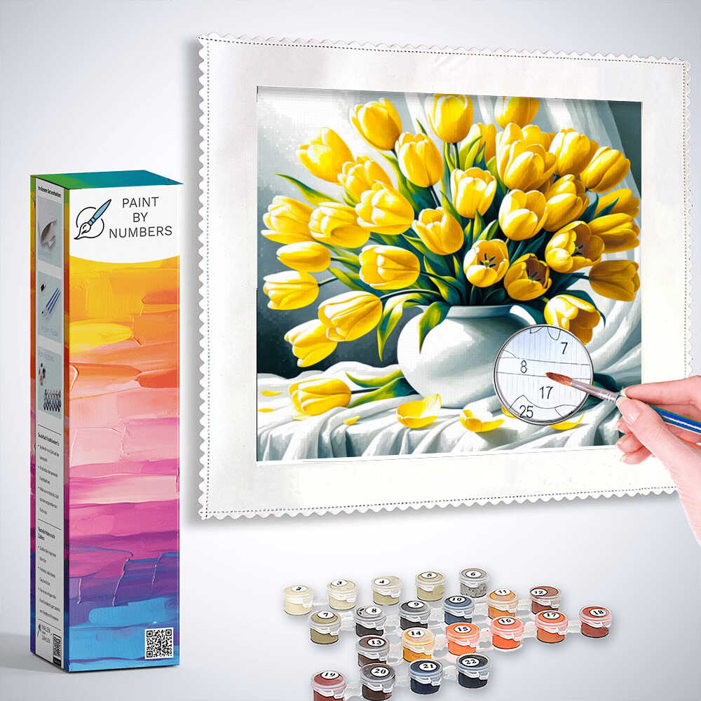 Tulips, in vase - Paint by Numbers