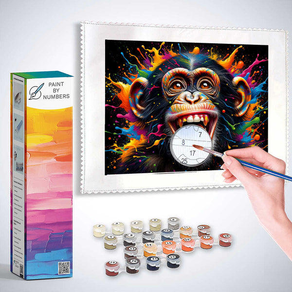 Monkey sticks out tongue - Paint by Numbers