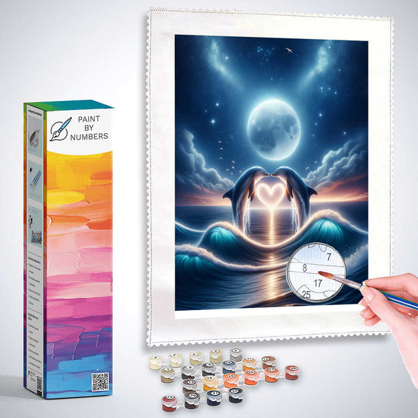 Paint by Numbers - Dolphins heart