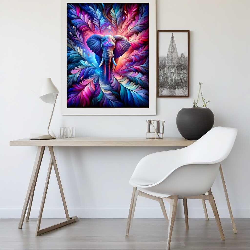 Paint by Numbers - Elephant Abstract Feathers
