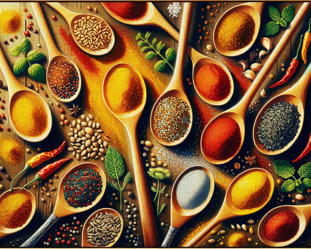 Paint by Numbers - Cooking spoon with spices of the kitchen