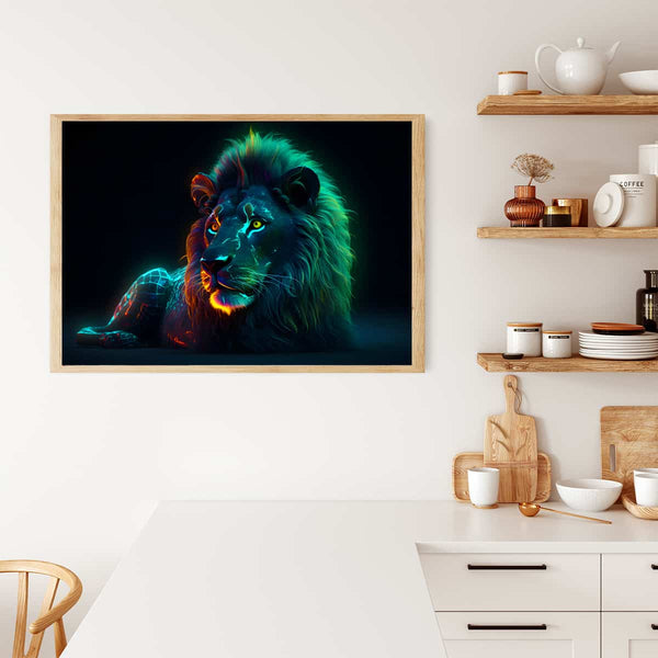 AB Diamond Painting - Lion at Night Art Kit on Wall, Paint by Numbers set with Acrylic Diamonds