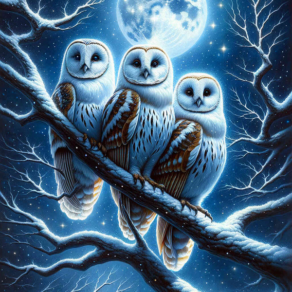Paint by Numbers - Owl Family at Night