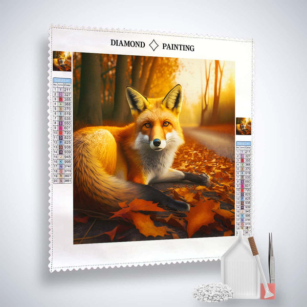Diamond Painting - Fuchs liegend - gedruckt in Ultra-HD - Fuchs, Neu eingetroffen, Quadratisch, Tiere