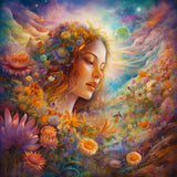 Diamond Painting - Flower girl in garden, vibrant flowers and dreamy atmosphere, Paint by Numbers kit, art that sparkles