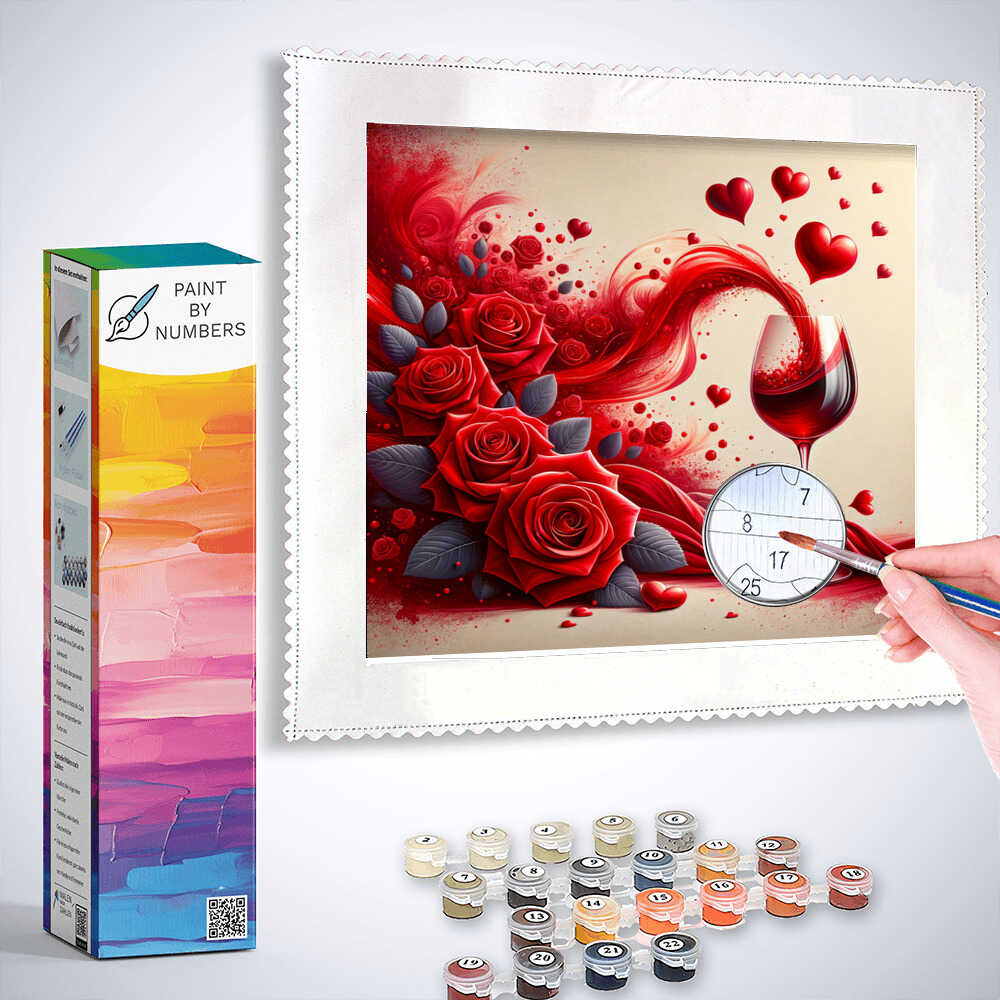 Paint by Numbers - Red wine and roses