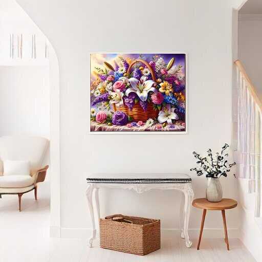 Flower basket, lilies - Paint by Numbers
