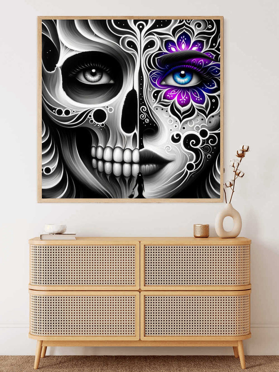 Paint by Numbers - Loose Muertos Black and White and Purple