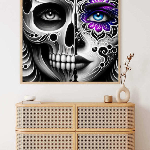 Paint by Numbers - Loose Muertos Black and White and Purple
