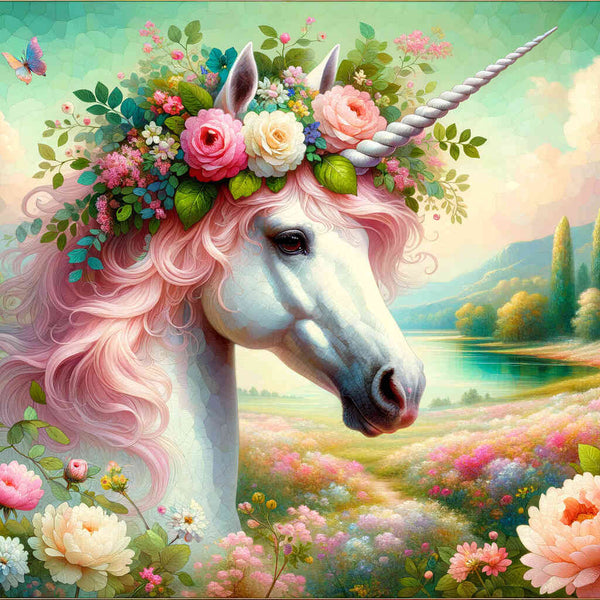 Unicorn with flowers - Paint by Numbers