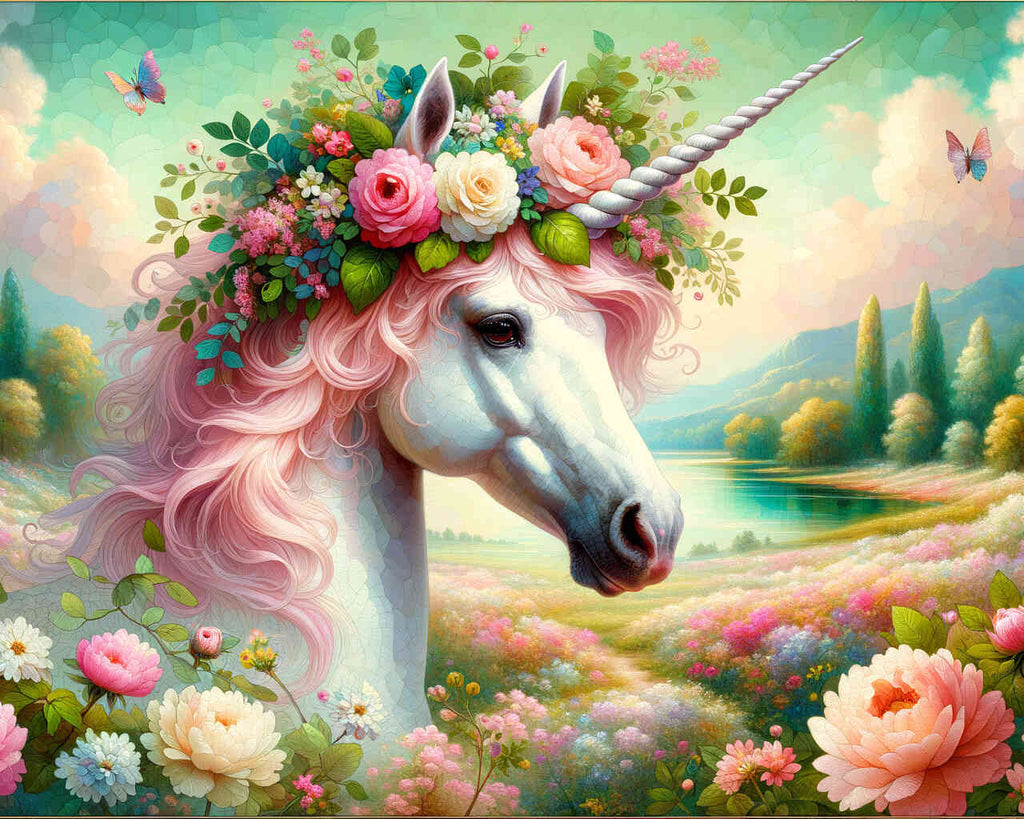 Unicorn with flowers - Paint by Numbers