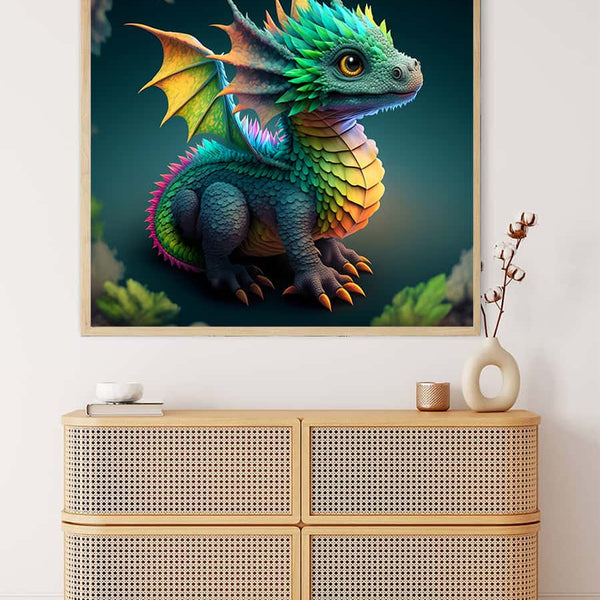 AB Diamond Painting - Kleiner Drache ganz Groß - gedruckt in Ultra-HD - AB Diamond, Drache, Fantasy, Neu eingetroffen, Quadratisch