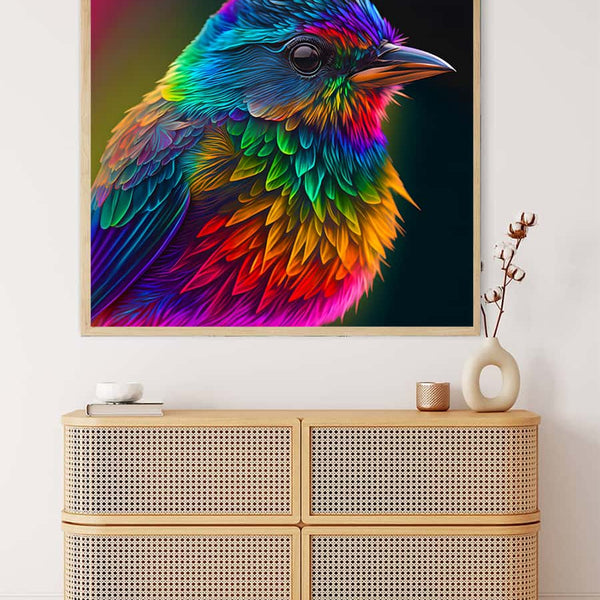 Malen nach Zahlen - Bunter Vogel seitlich - hochwertige Leinwand - 170523, Neu eingetroffen, Quadratisch, Tiere, Vogel