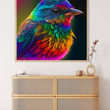 AB Diamond Painting - Colorful bird sideways on professional canvas with enhanced acrylic diamonds, Paint by Numbers kit